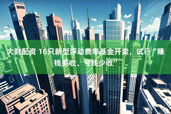 大财配资 16只新型浮动费率基金开卖，试行“赚钱多收、亏钱少收”