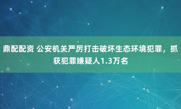 鼎配配资 公安机关严厉打击破坏生态环境犯罪，抓获犯罪嫌疑人1.3万名