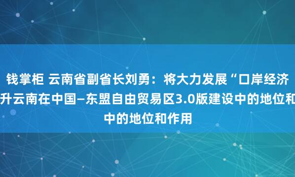 钱掌柜 云南省副省长刘勇：将大力发展“口岸经济” 提升云南在中国—东盟自由贸易区3.0版建设中的地位和作用